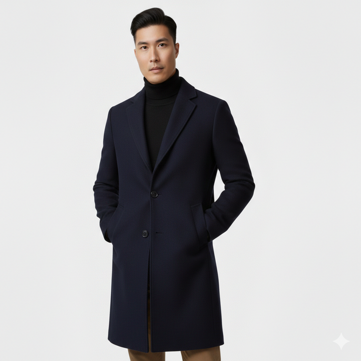 Herren Überjacke Kniehöhe - Slim Fit Einreiher Modell