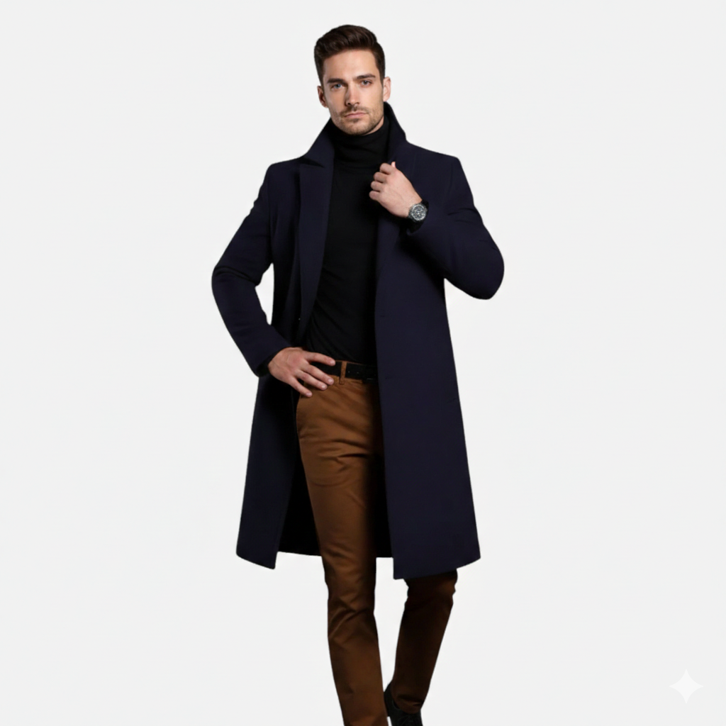 Herren Überjacke Kniehöhe - Slim Fit Einreiher Modell