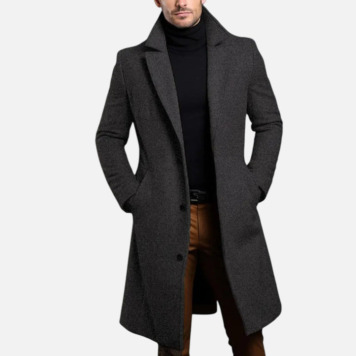 Herren Überjacke Kniehöhe - Slim Fit Einreiher Modell