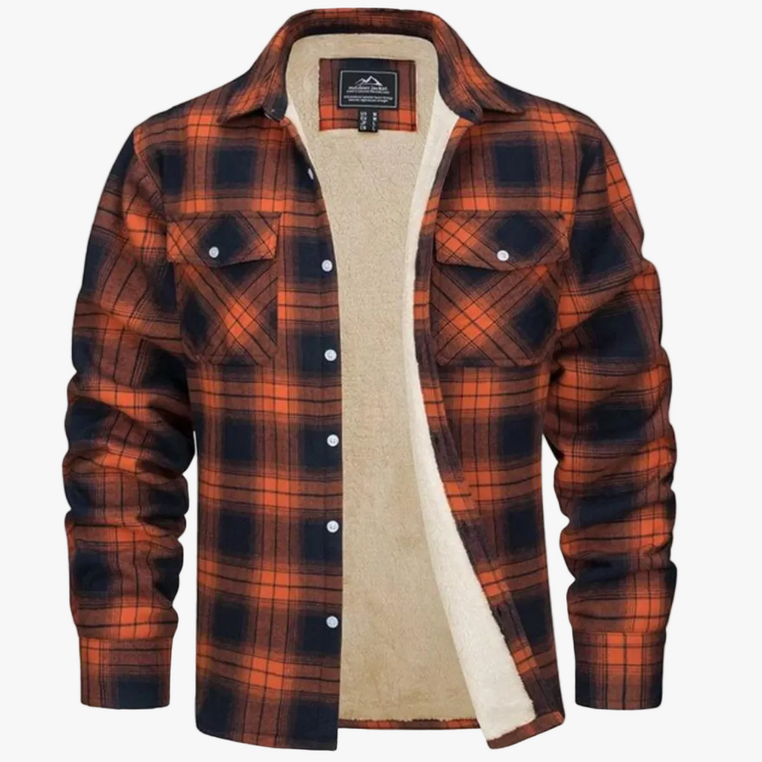 Flanellhemdjacke für Herren, sherpa-gefüttert, kariert, mit Knopfleiste und Klappentaschen