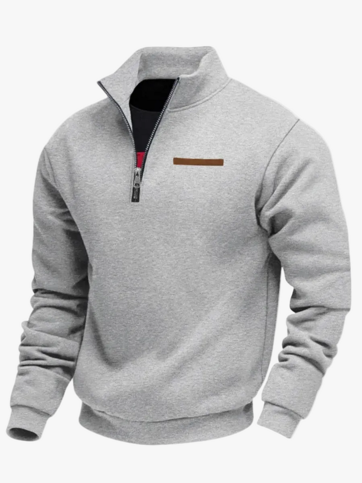 Fleece Pullover Herren Viertel Reißverschluss Stehkragen Weich Gebürstet Lässig