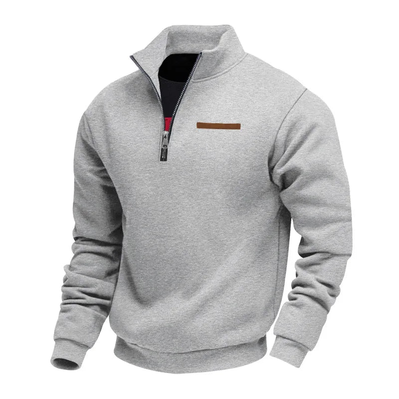 Fleece Pullover Herren Viertel Reißverschluss Stehkragen Weich Gebürstet Lässig