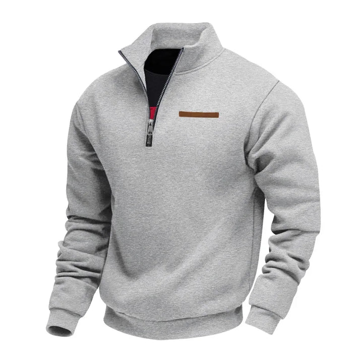 Fleece Pullover Herren Viertel Reißverschluss Stehkragen Weich Gebürstet Lässig