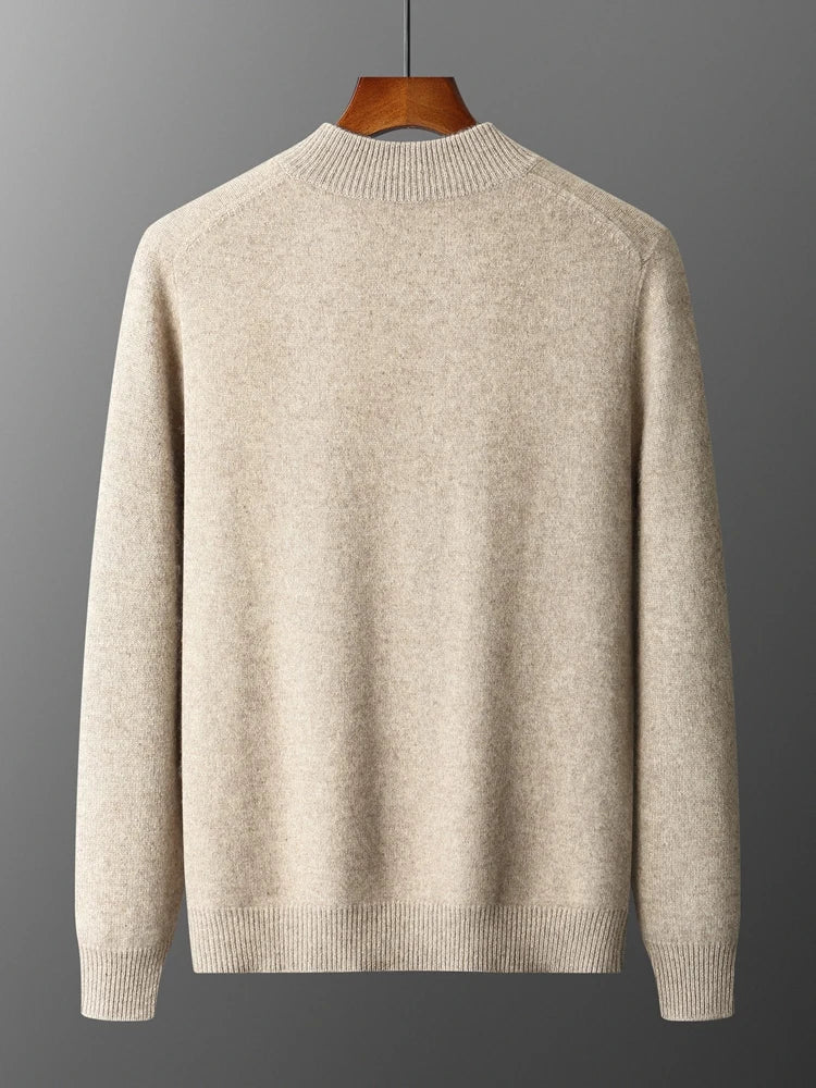 Merinowolle Cardigan Herren Voller Reißverschluss Stehkragen Unifarben Stricklage