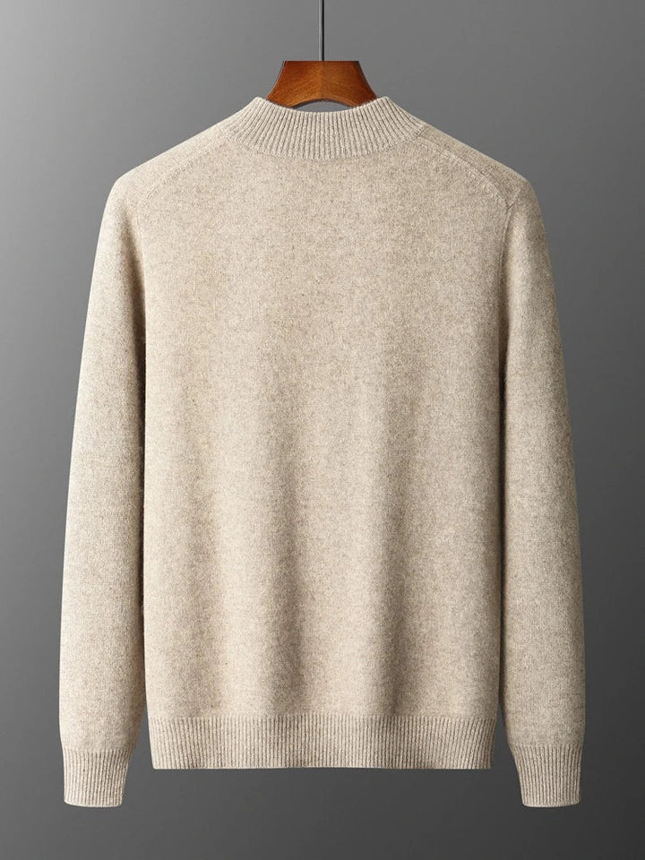 Merinowolle Cardigan Herren Voller Reißverschluss Stehkragen Unifarben Stricklage