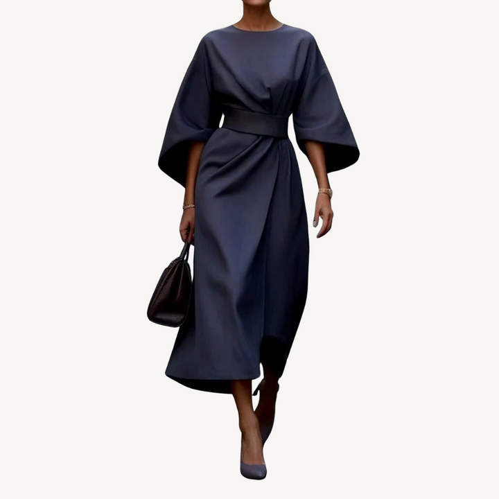 Bianca Baumwoll-Midi-Kleid für Damen mit Gürtel – elegantes Kleid mit A-Linien-Schnitt