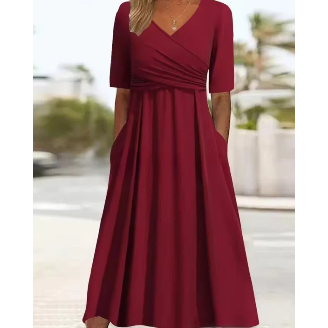 Nina | Damen Festliches Wickel Abendkleid Midi