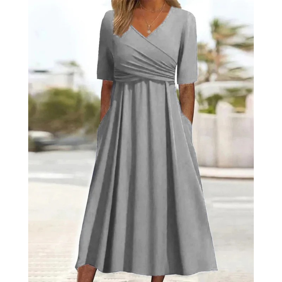 Nina | Damen Festliches Wickel Abendkleid Midi