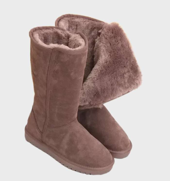 Nina | Warme und wasserdichte Wildleder-Schaffellstiefel mit Reißverschluss