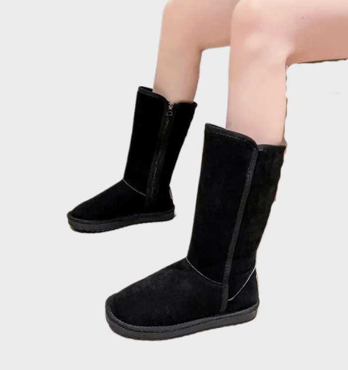 Nina | Warme und wasserdichte Wildleder-Schaffellstiefel mit Reißverschluss