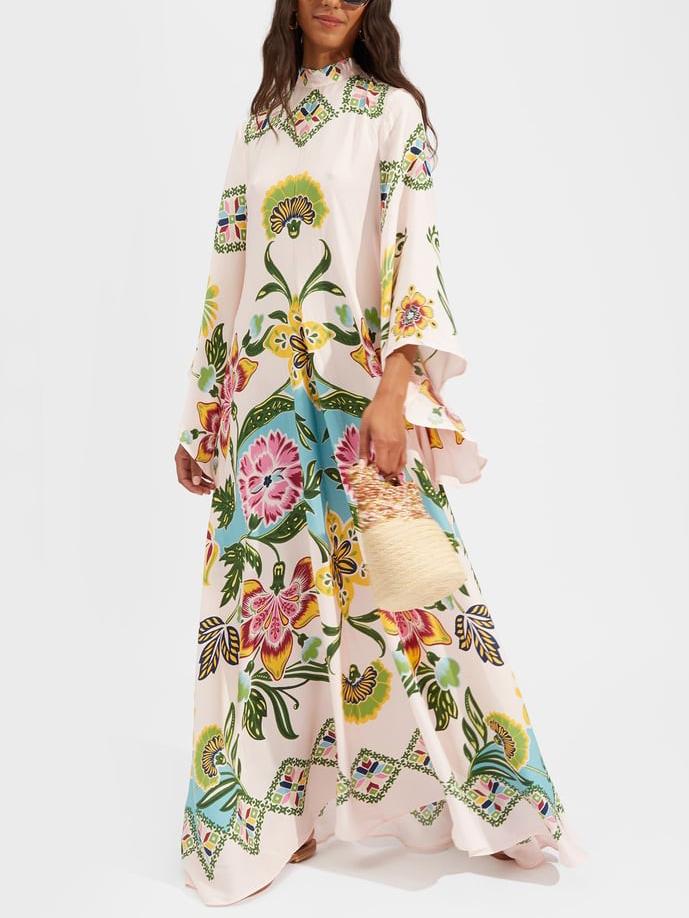 Noelle | Damen Langarm Floral Maxi Kleid