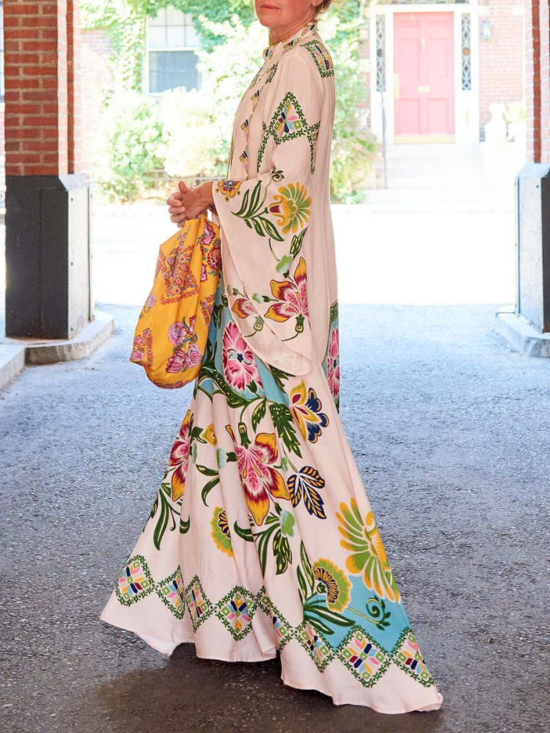 Noelle | Damen Langarm Floral Maxi Kleid