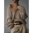 Sieglinde | Damen Oversized Mohair Cardigan mit V-Ausschnitt