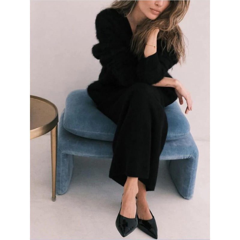Sieglinde | Damen Oversized Mohair Cardigan mit V-Ausschnitt