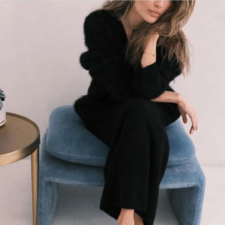 Sieglinde | Damen Oversized Mohair Cardigan mit V-Ausschnitt