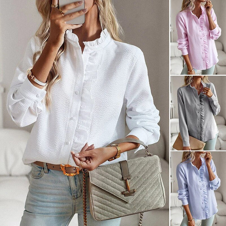 Elegante Bluse Damen langärmelig mit Knopfleiste