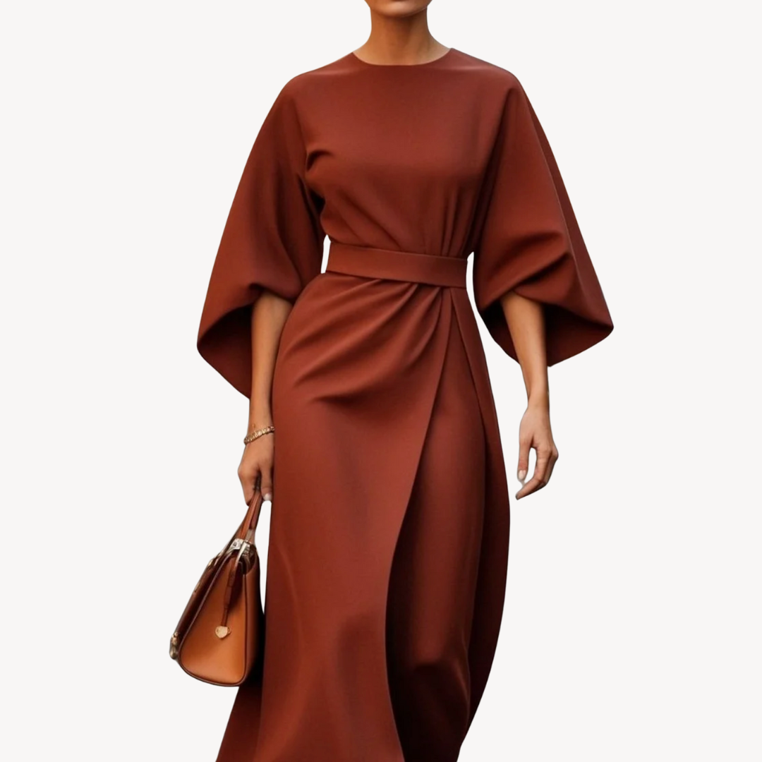 Bianca Baumwoll-Midi-Kleid für Damen mit Gürtel – elegantes Kleid mit A-Linien-Schnitt