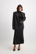 Vienne-Rose | Satin Midi Rock mit Hoher Taille