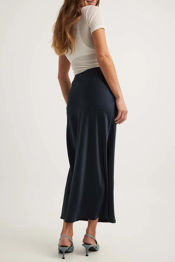 Vienne-Rose | Satin Midi Rock mit Hoher Taille