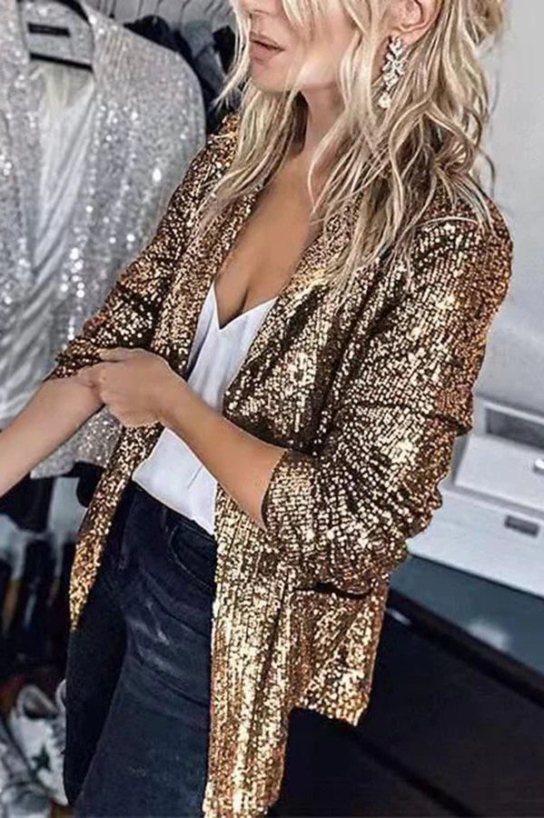 Luitgard | Damen Pailletten Revers Blazer