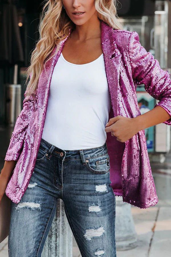 Luitgard | Damen Pailletten Revers Blazer