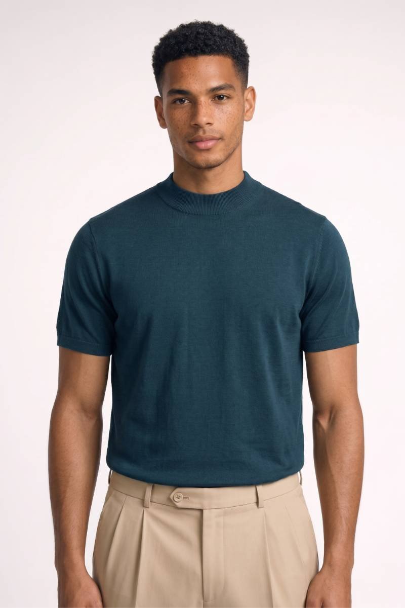 Herren T-Shirt - Mock Neck | Kurzarm Stilvoll &amp; Bequem