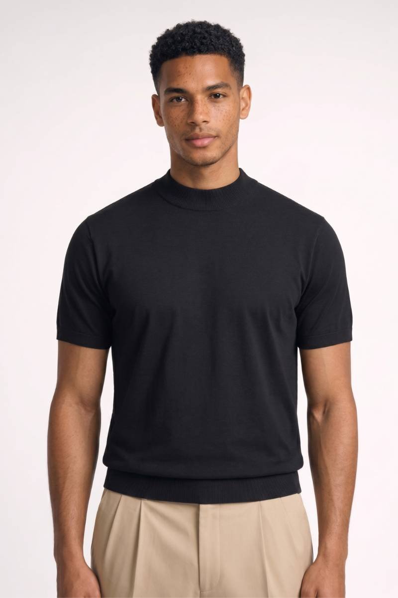 Herren T-Shirt - Mock Neck | Kurzarm Stilvoll &amp; Bequem