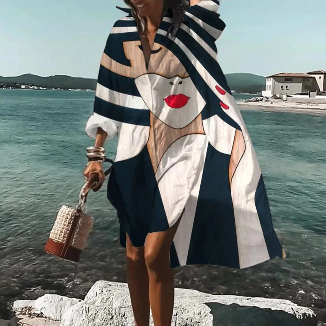 Traudl | Damen Sommerkleid In Midi Länge Mit Print