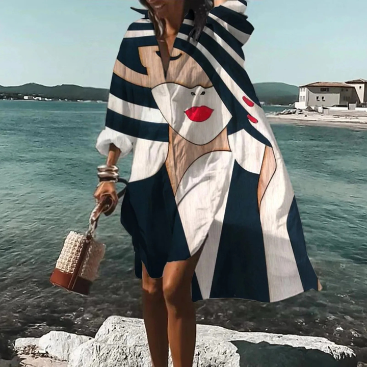 Traudl | Damen Sommerkleid In Midi Länge Mit Print