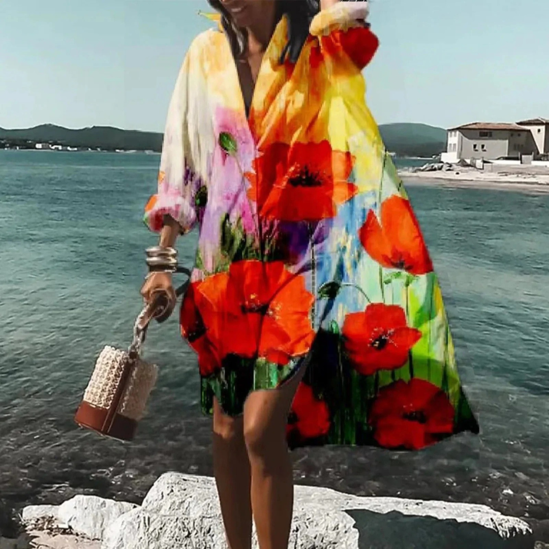 Traudl | Damen Sommerkleid In Midi Länge Mit Print