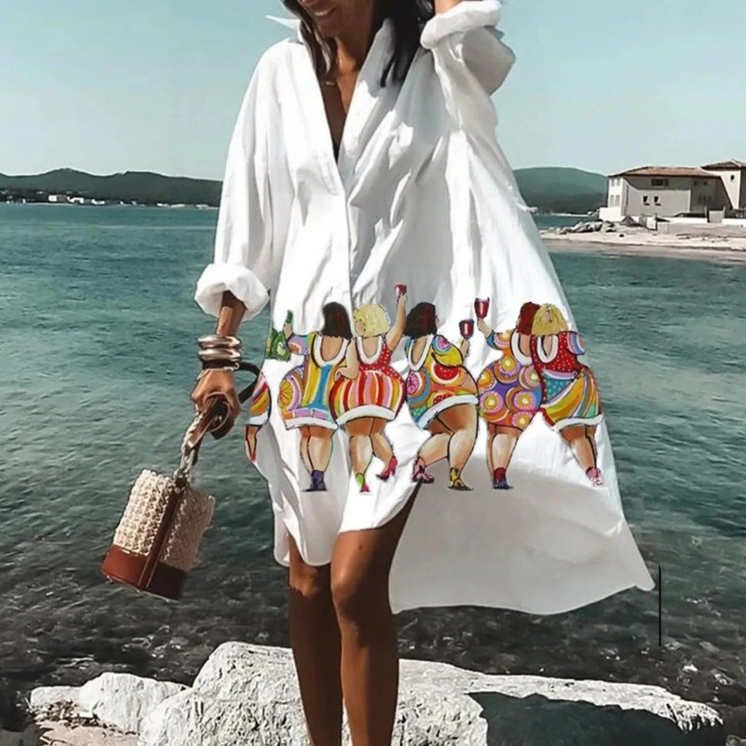 Traudl | Damen Sommerkleid In Midi Länge Mit Print