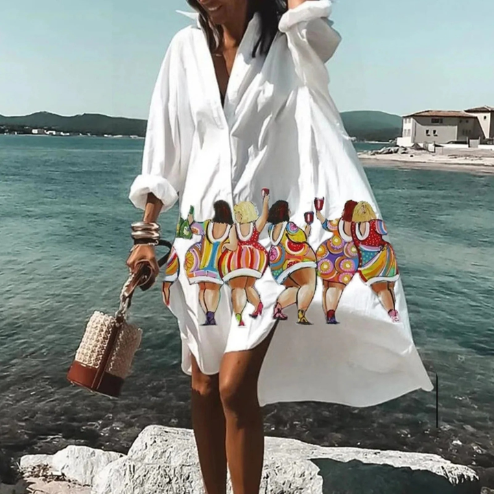 Traudl | Damen Sommerkleid In Midi Länge Mit Print