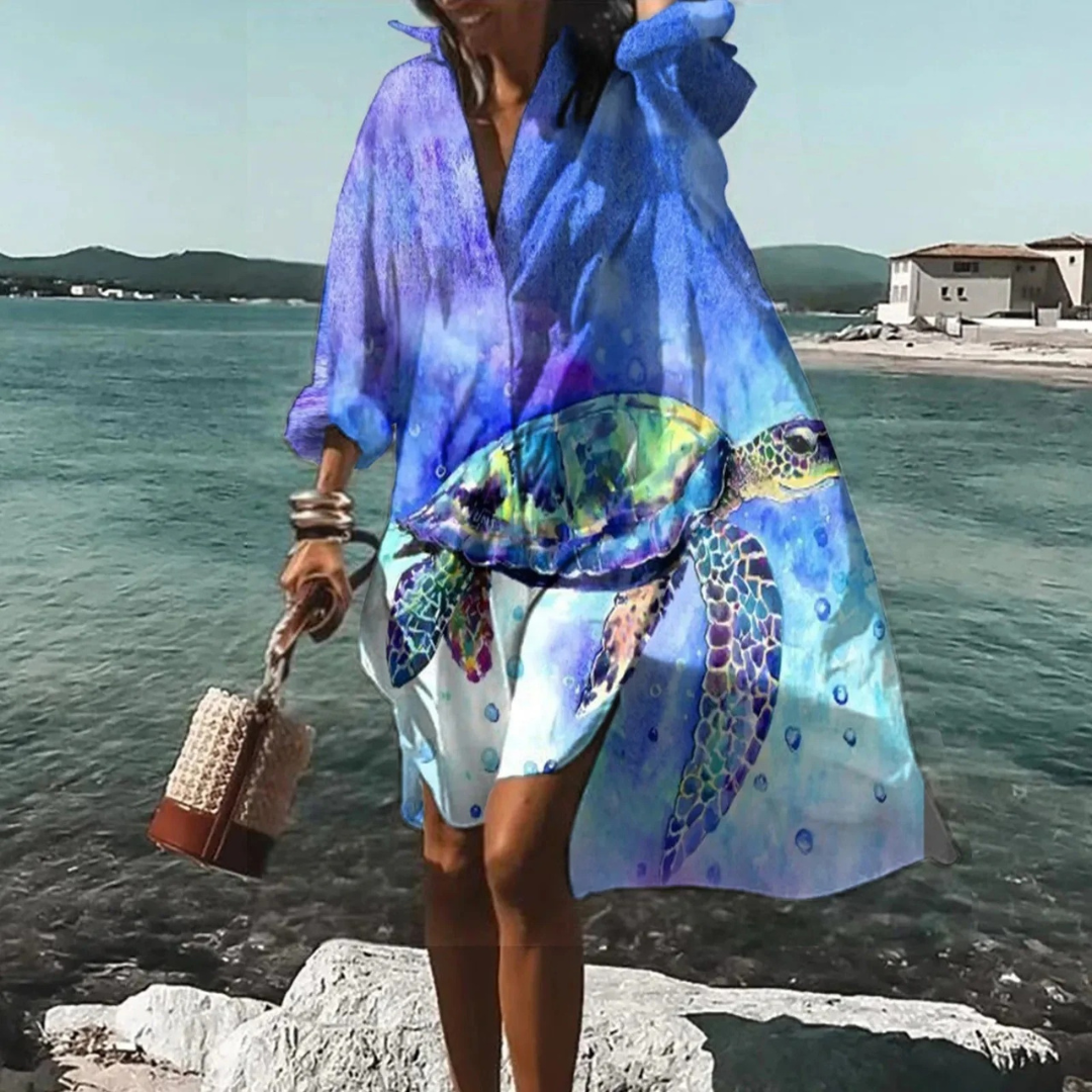 Traudl | Damen Sommerkleid In Midi Länge Mit Print