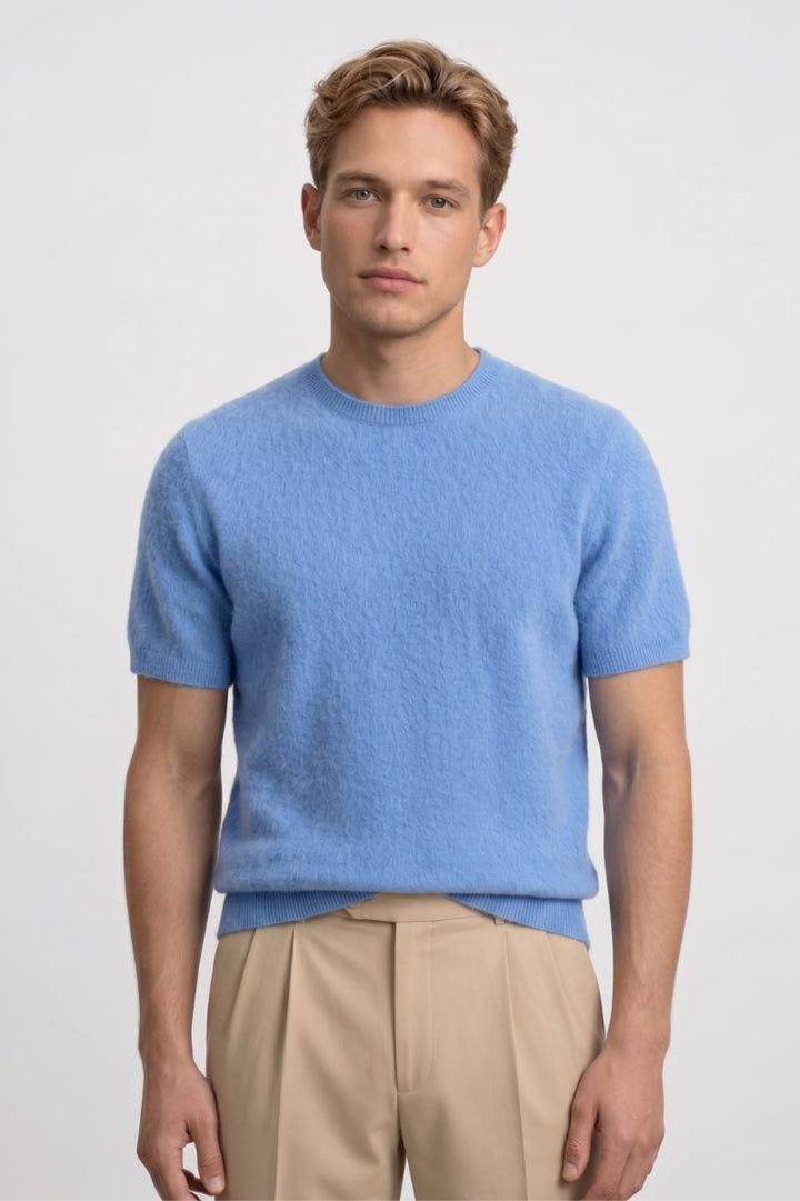 Herren T-Shirt - Fein gestrickt Kurzarm mit Rundhals | Casual