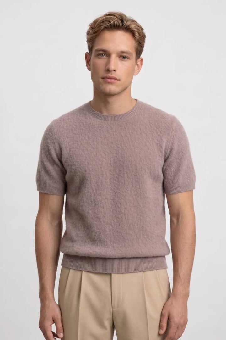 Herren T-Shirt - Fein gestrickt Kurzarm mit Rundhals | Casual