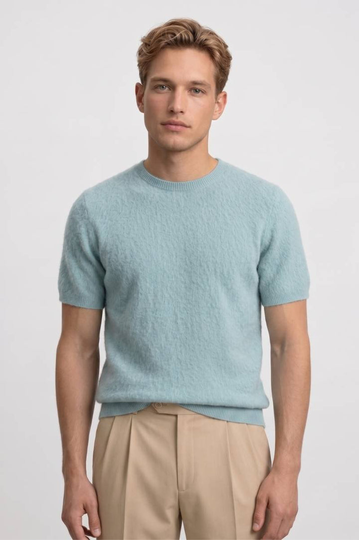 Herren T-Shirt - Fein gestrickt Kurzarm mit Rundhals | Casual