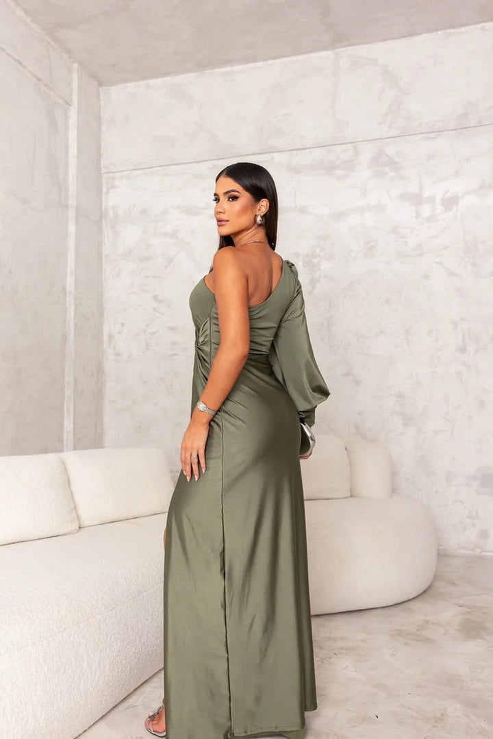 Isolde | Ein-Schulter Maxi Kleid mit Eleganter Spalte
