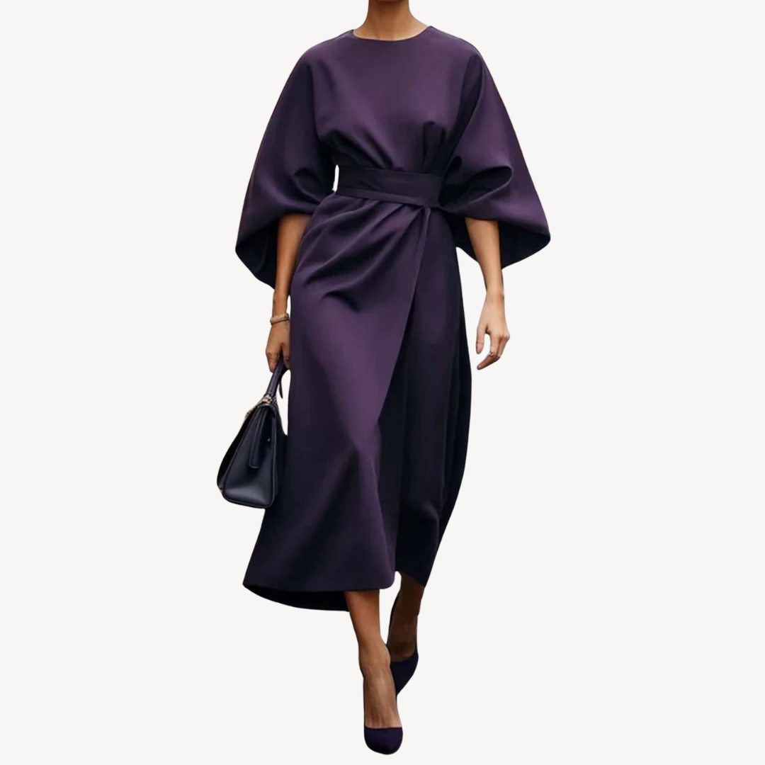 Bianca Baumwoll-Midi-Kleid für Damen mit Gürtel – elegantes Kleid mit A-Linien-Schnitt