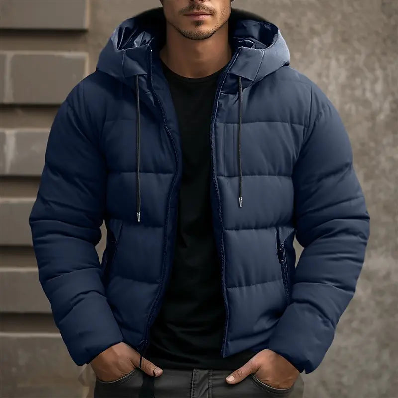 Winterjacke mit Kapuze für Herren mit Taschen und Kordel