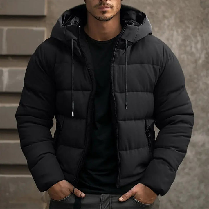 Winterjacke mit Kapuze für Herren mit Taschen und Kordel