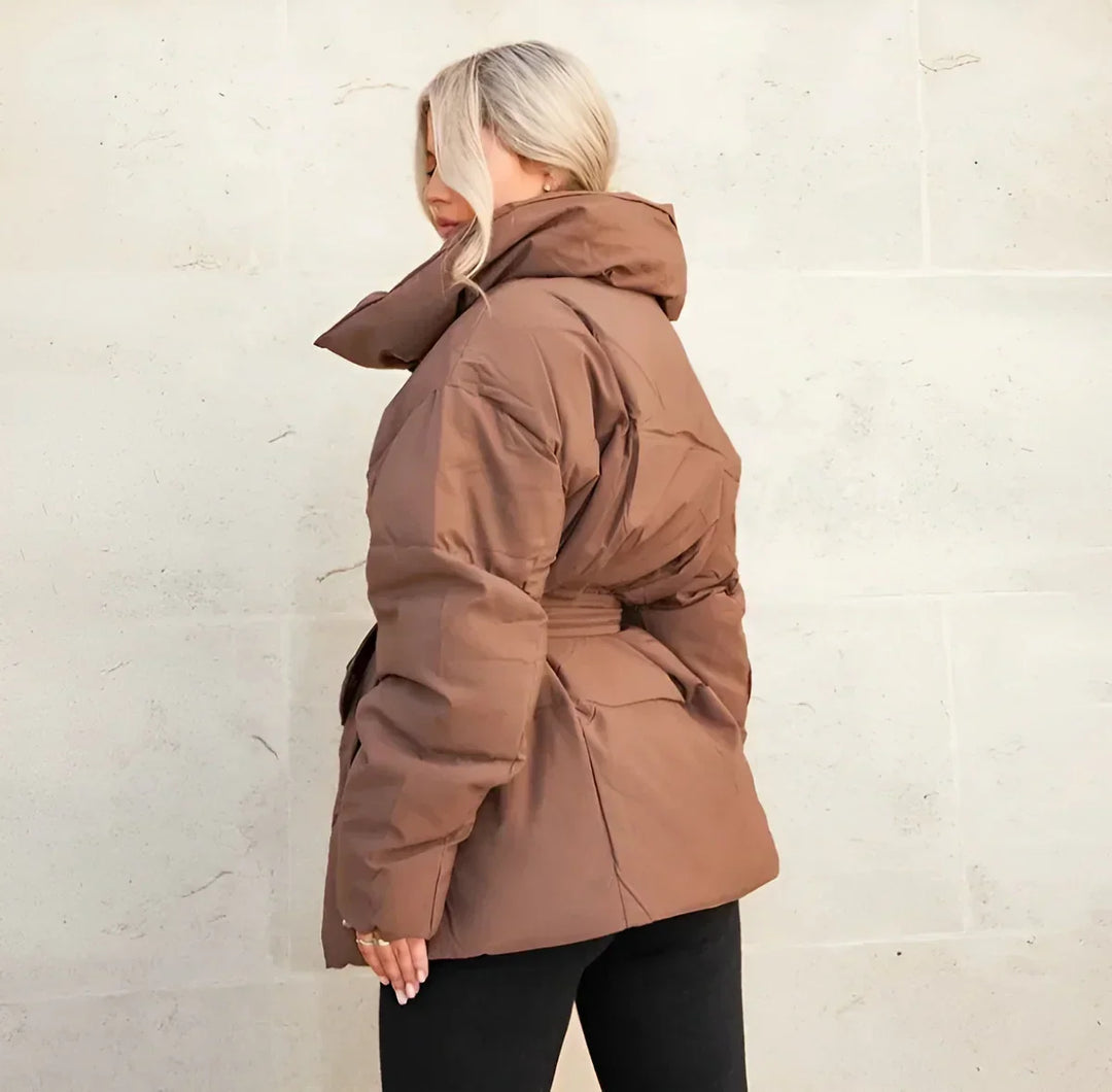 Viral Winterjacke Damen | Gepolsterte Parka mit Gürtel und modernem Kragen