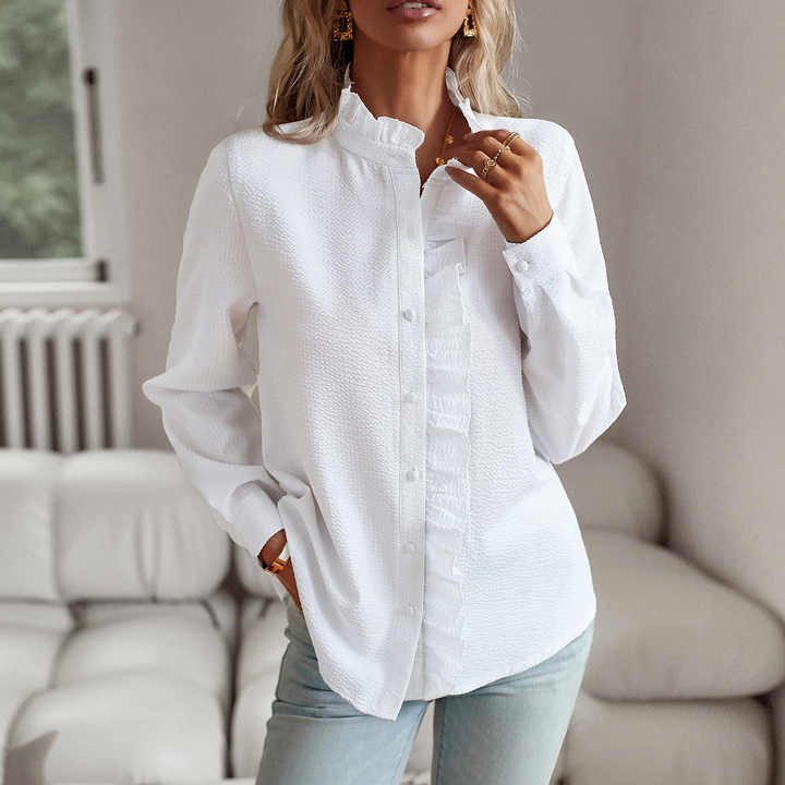 Elegante Bluse Damen langärmelig mit Knopfleiste