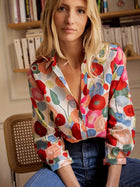 Damen Blumen Button-Down Bluse