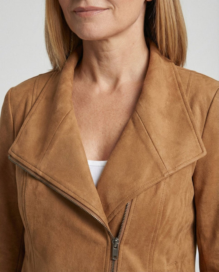 Isabella | Damen Asymmetrisch-Reißverschluss Taillierte Kunstwildleder Bikerjacke