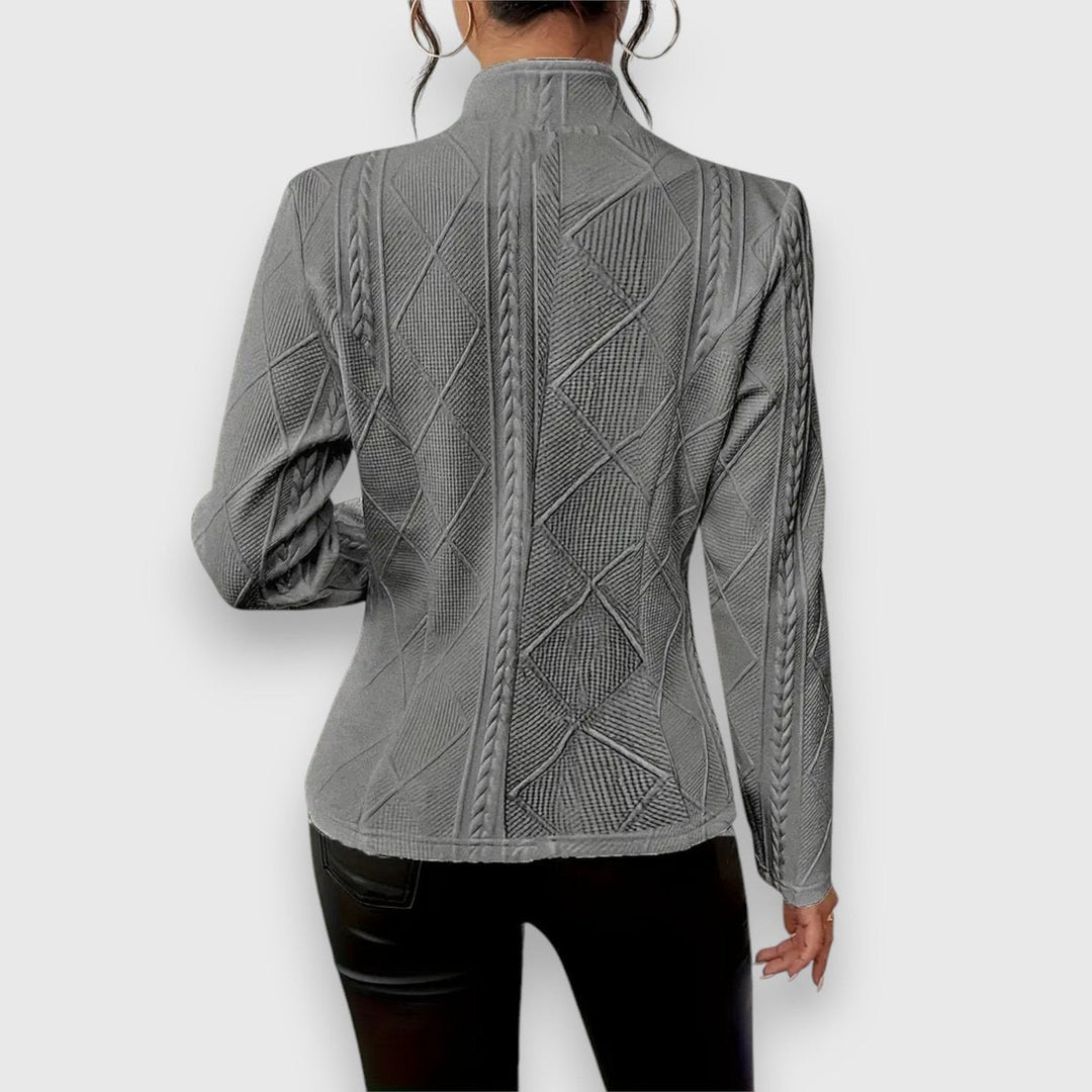 Scarlett | Damen Kabelstrick-Mock-Neck Langarm-Fit Pullover
