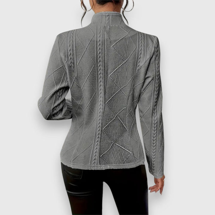 Scarlett | Damen Kabelstrick-Mock-Neck Langarm-Fit Pullover