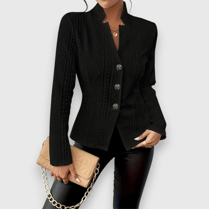 Scarlett | Damen Kabelstrick-Mock-Neck Langarm-Fit Pullover