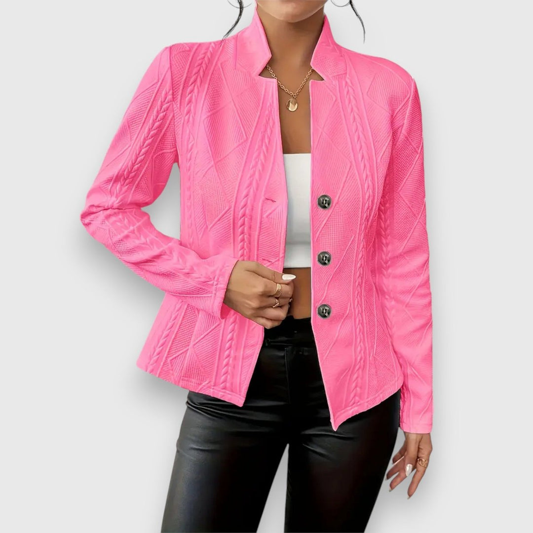 Scarlett | Damen Kabelstrick-Mock-Neck Langarm-Fit Pullover