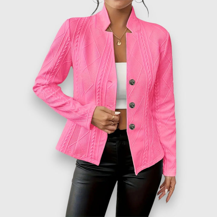 Scarlett | Damen Kabelstrick-Mock-Neck Langarm-Fit Pullover