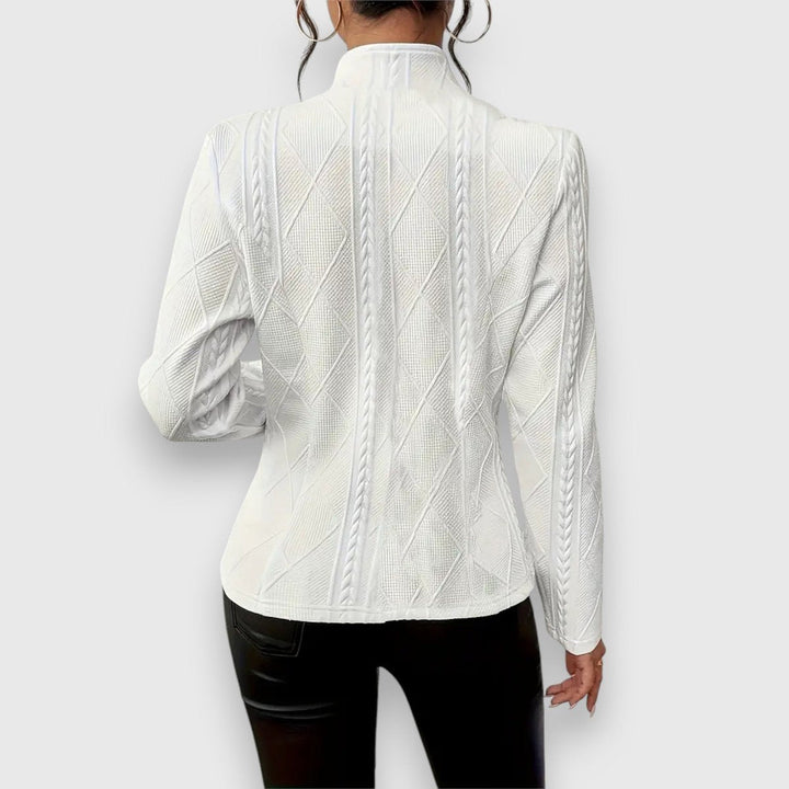 Scarlett | Damen Kabelstrick-Mock-Neck Langarm-Fit Pullover
